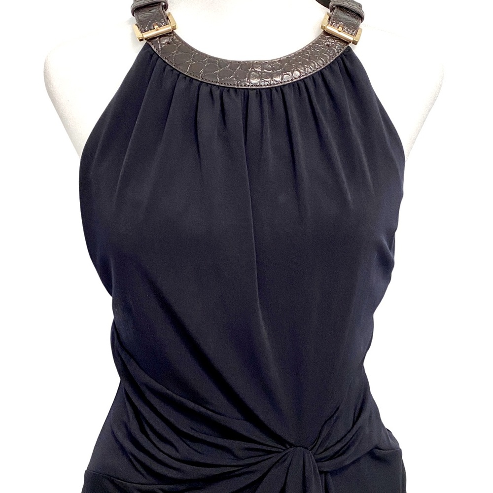 🧜🏼♀️ Michael Kors Bodycon Snakeskin Buckle Halter Dress - Picture 2 of 9